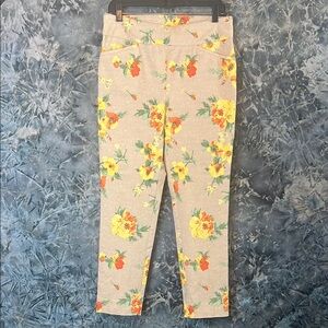 Chico's Yellow and Cream Floral Ankle Pants